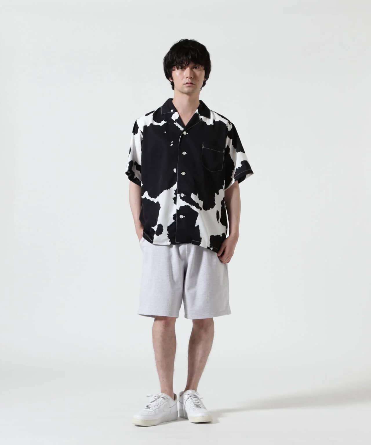 HOLO MARKET/ホロマーケット/HMV S/S SHIRTS/総柄アロハ半袖シャツ BLACK 1