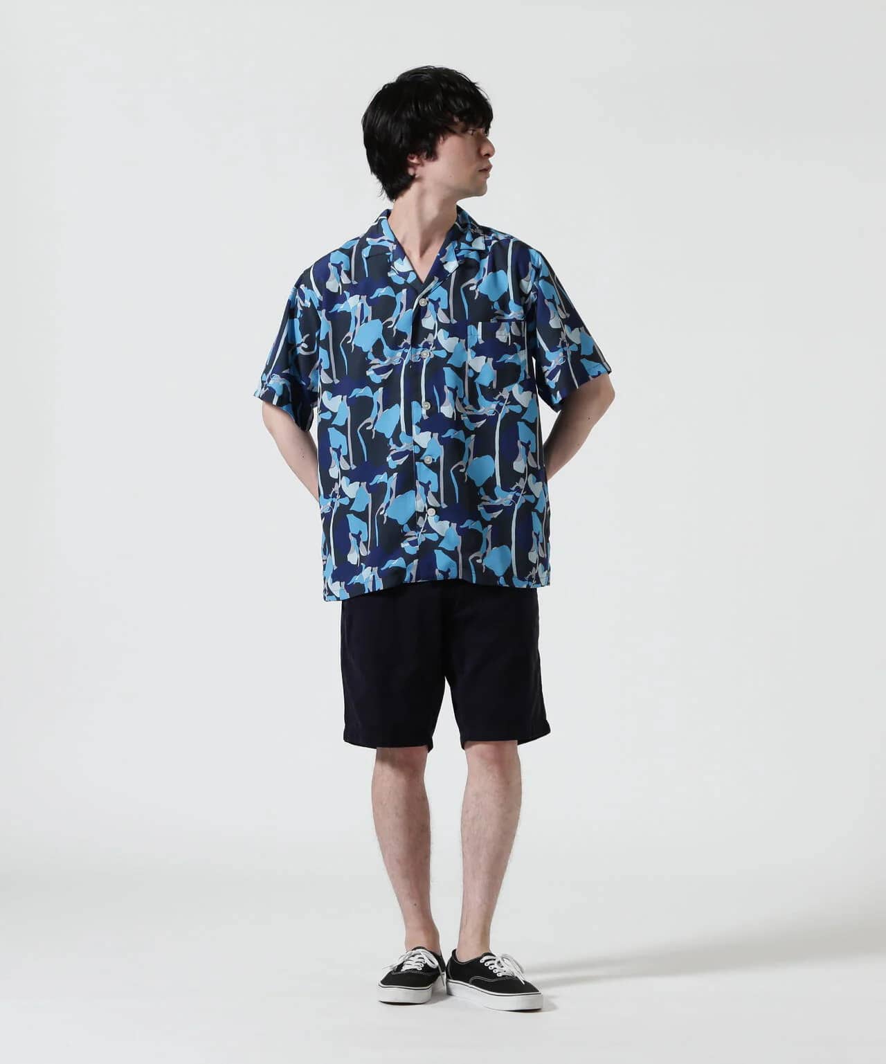 HOLO MARKET/ホロマーケット/HMV S/S SHIRTS/総柄アロハ半袖シャツ NAVY 1