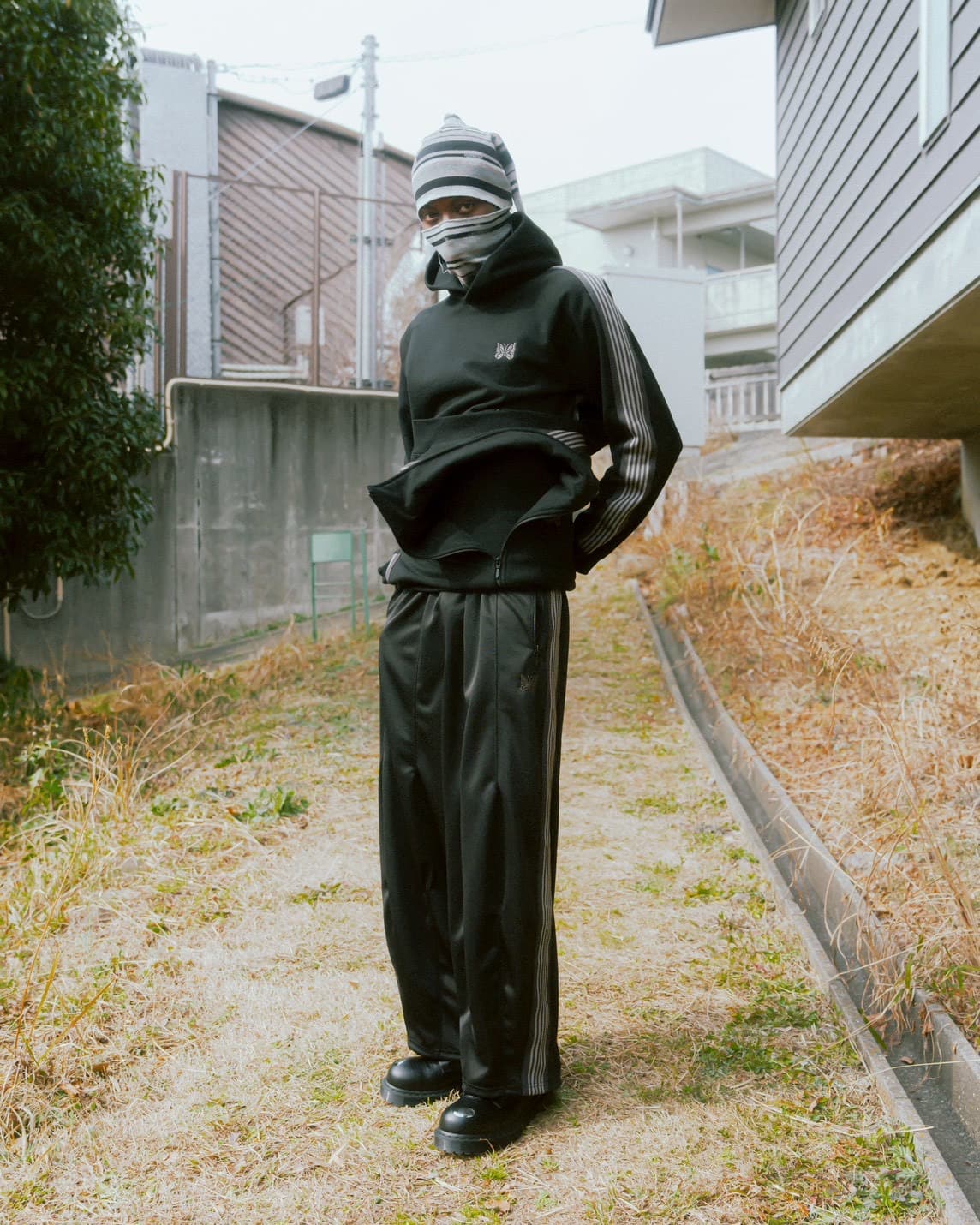 Needles/ニードルズ/【B'2nd EXCLUSIVE】Track Hoodie - Cotton Jersey BLACK×GRAY S