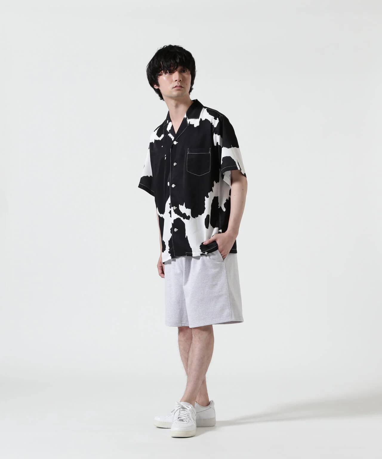 HOLO MARKET/ホロマーケット/HMV S/S SHIRTS/総柄アロハ半袖シャツ BLACK 1