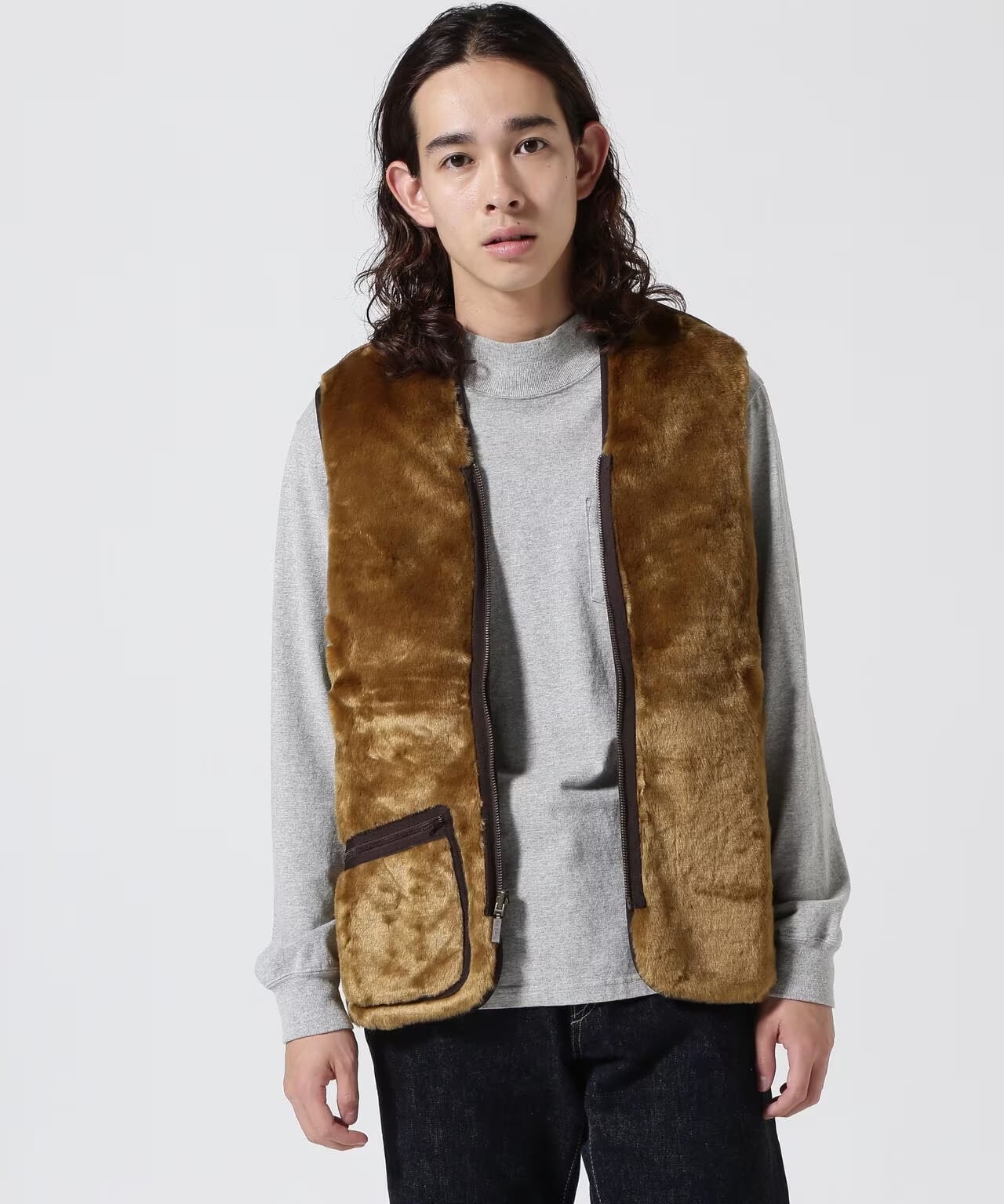 BARBOUR/バブアー/フロントジップファーライナーベスト（レギュラーフィット） BROWN 42