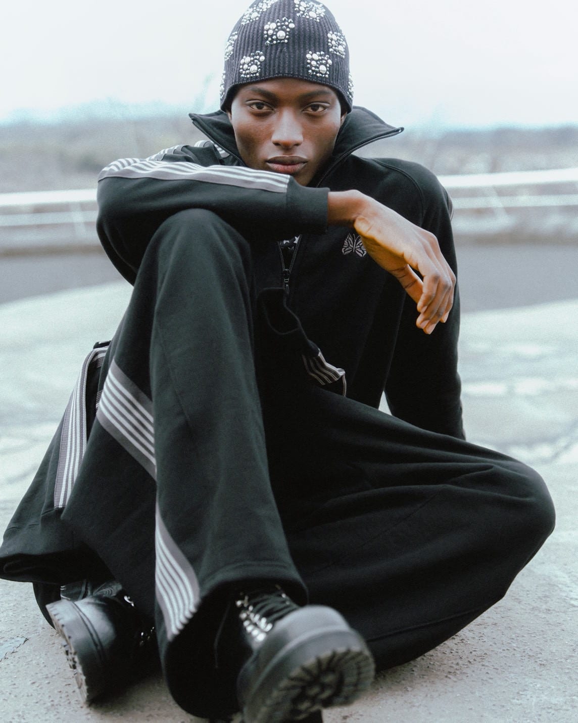 Needles/ニードルズ/【B'2nd EXCLUSIVE】Track Jacket - Cotton Jersey BLACK×GRAY S