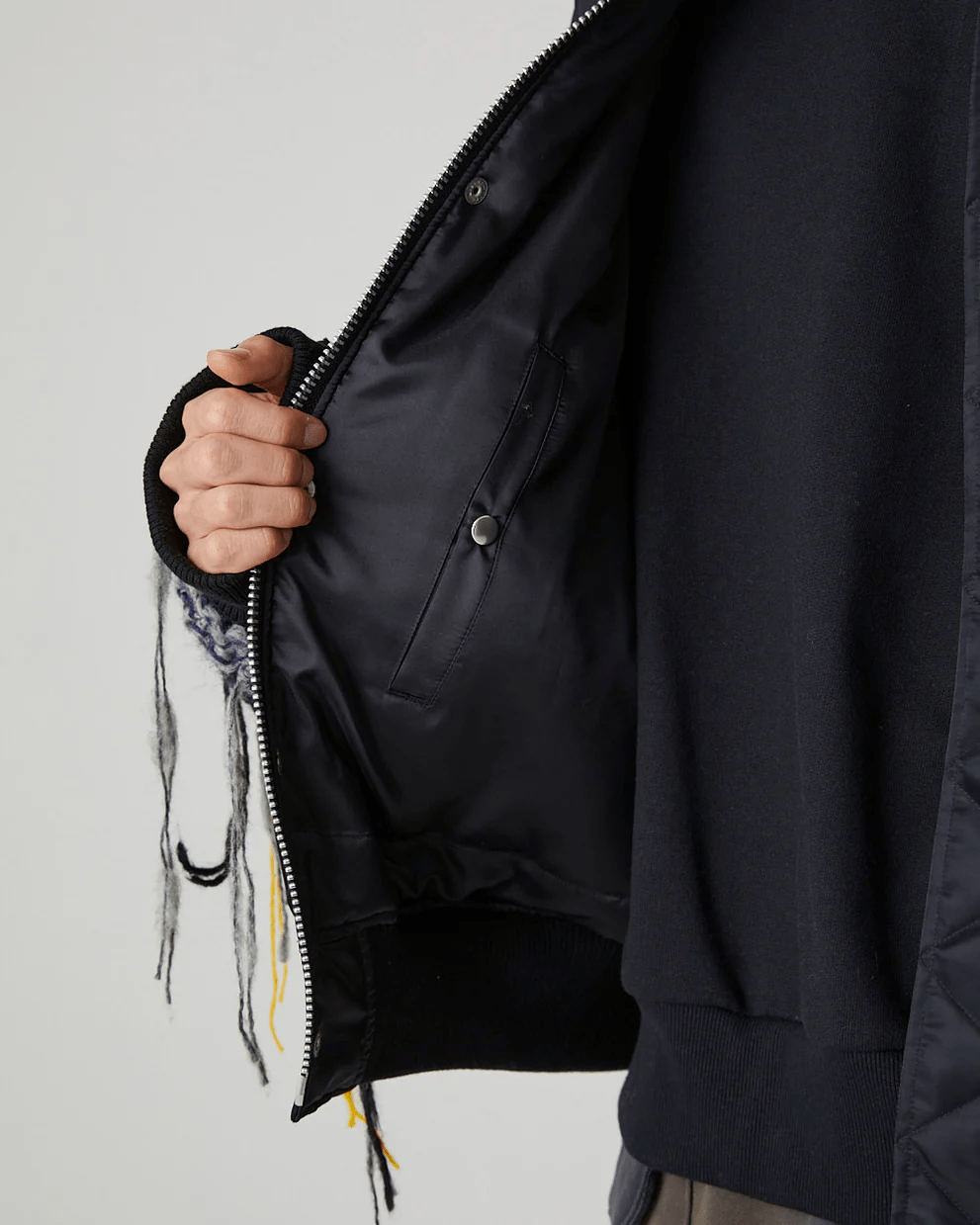 DISCOVERED/ディスカバード/MIX KNIT SLEEVE BLOUSON(3 BLACK