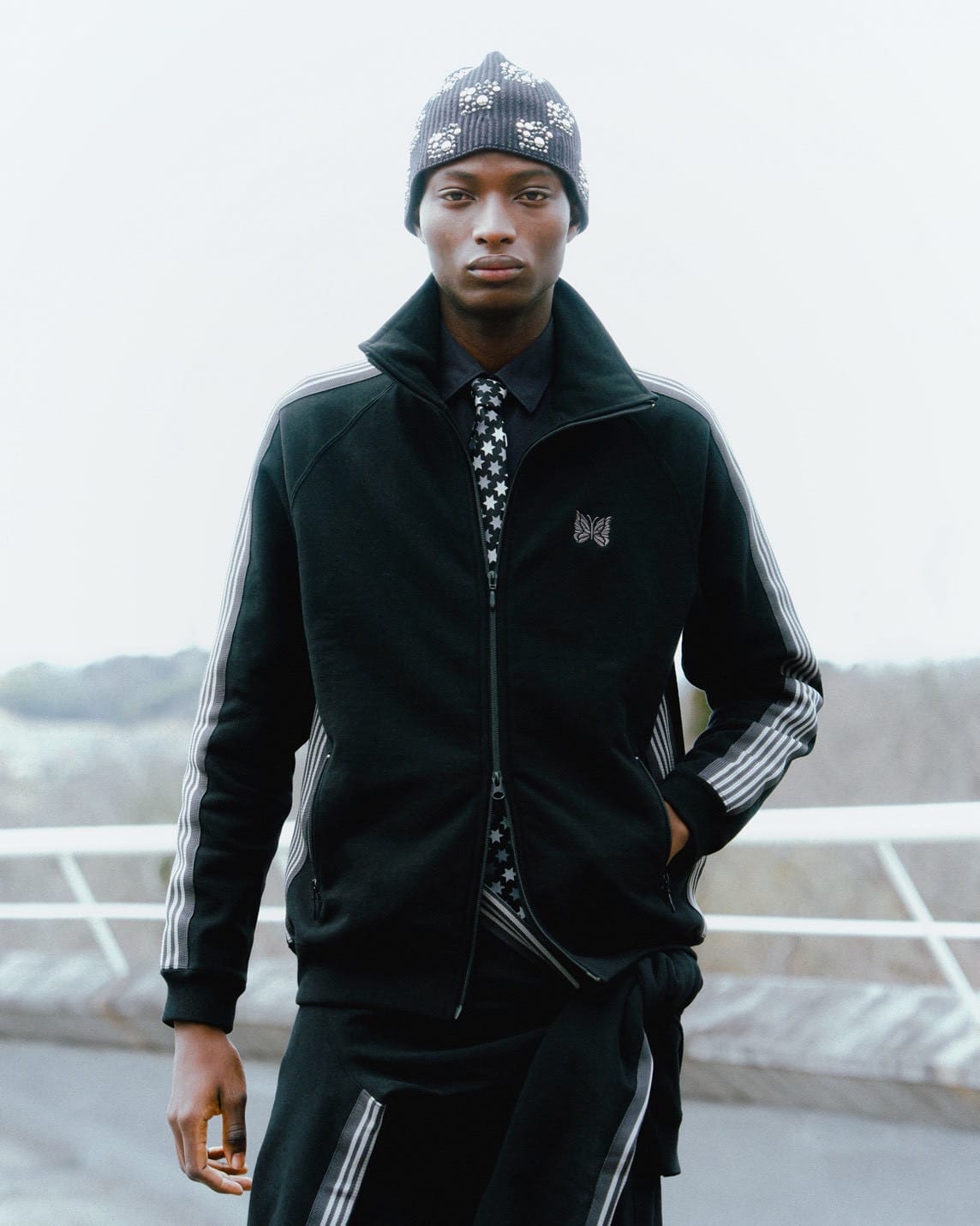 Needles/ニードルズ/【B'2nd EXCLUSIVE】Track Jacket - Cotton Jersey BLACK×GRAY S