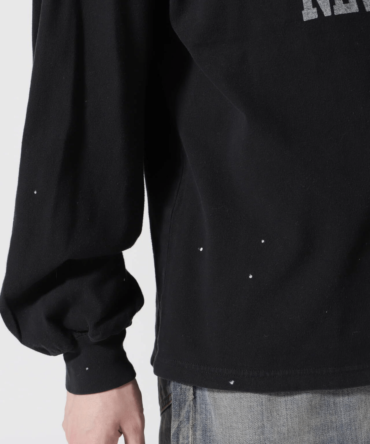 REMI RELIEF/レミレリーフ/別注20/-天竺ロンＴ（US NAVY）ペイント加工 BLACK M