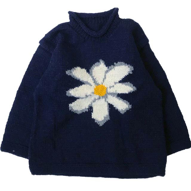 MacMahon Knitting Mills Roll Neck Knit-Flower(FREE NAVY)｜ B'2nd