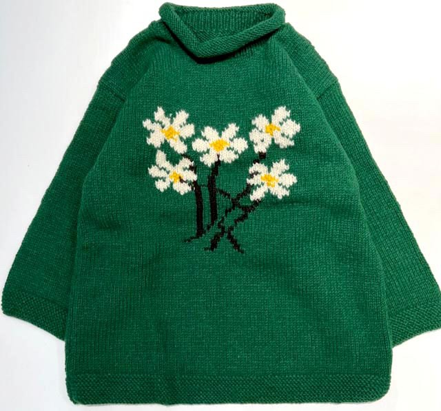 MacMahon Knitting Mills/マクマホンニッティングミルズ/Roll Neck Knit-5Flower GREEN FREE