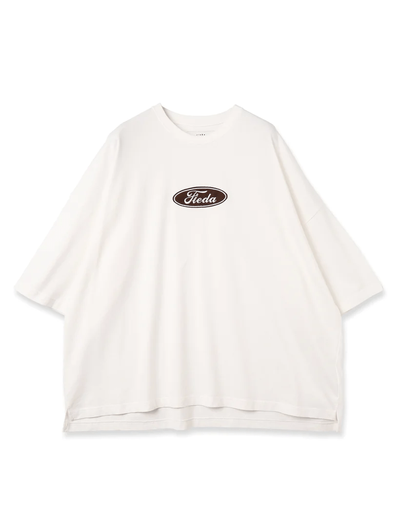 JieDa/ジエダ/CAR FONT TEE WHITE-BROWN F