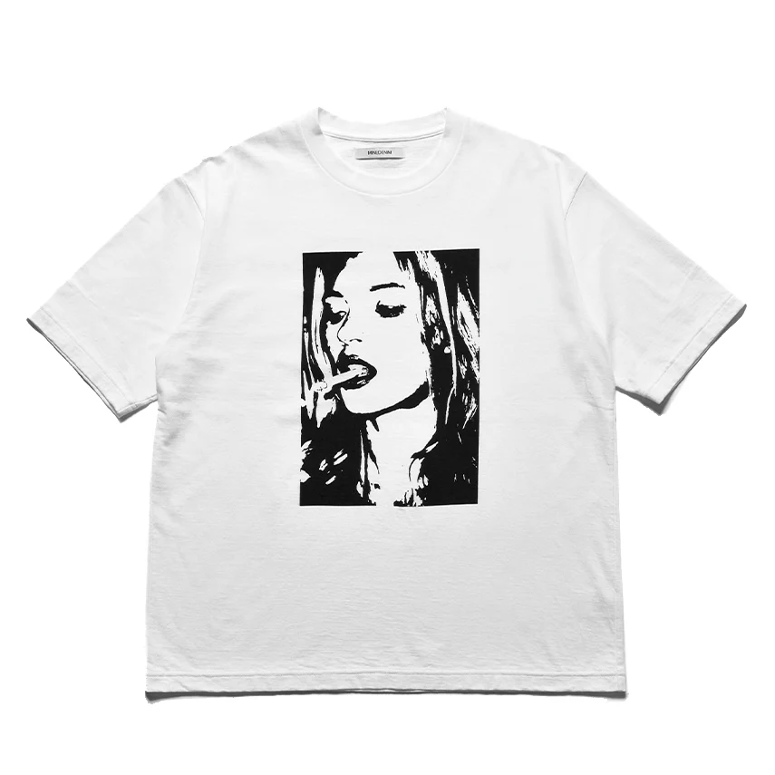 MINEDENIM/マインデニム/Monochrome Two tone Face Crewneck T-SH WHITE L