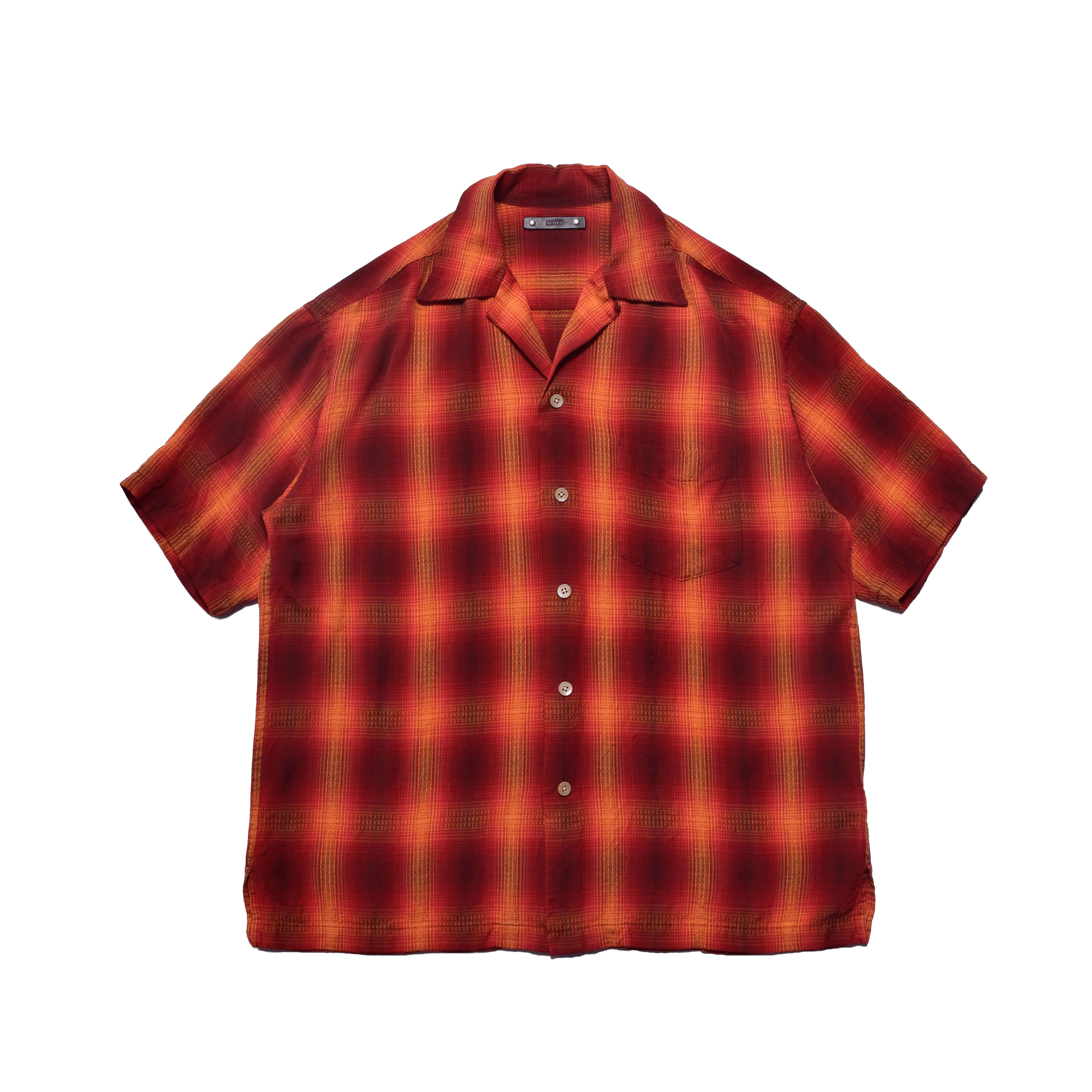 MINEDENIM/マインデニム/Rayon Dobby Plaid S.S Open Collar SH RPT 1