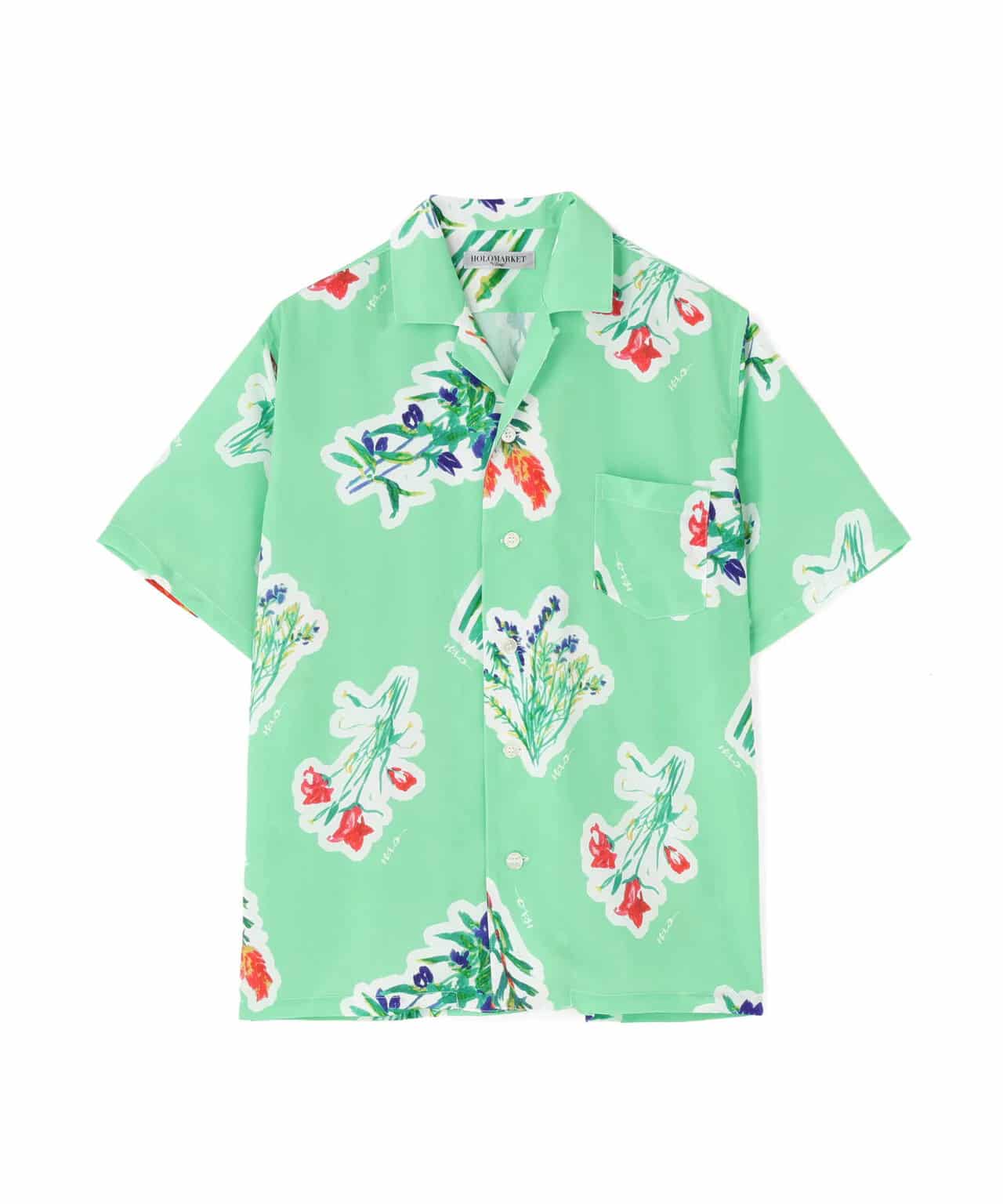 HOLO MARKET/ホロマーケット/HMV S/S SHIRTS/総柄アロハ半袖シャツ GREEN 1