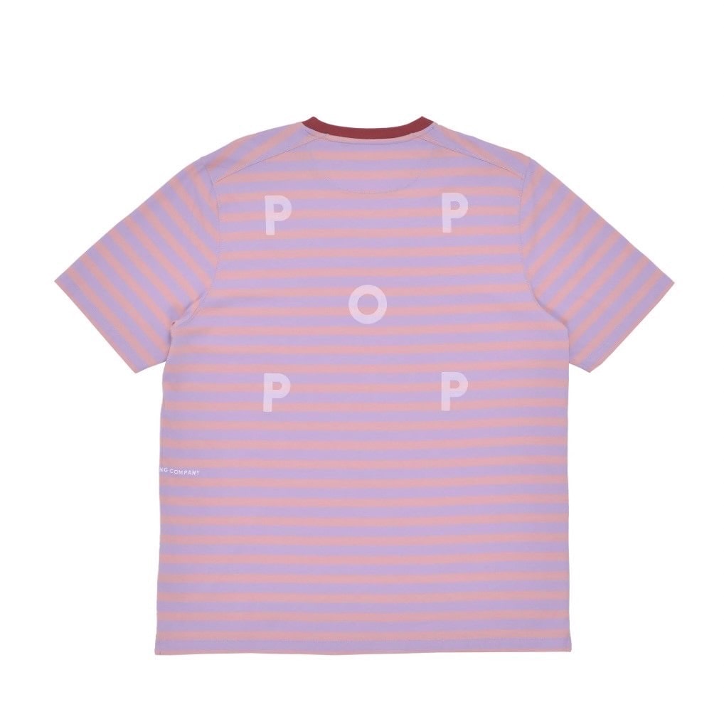 POP TRADING COMPANY/ポップトレーディングカンパニー/Striped Logo T-shirt PINK M