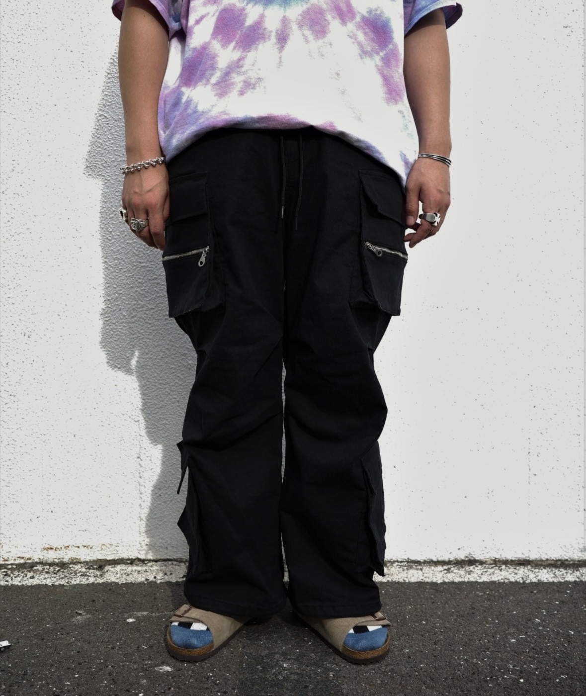 B omnivore/ビーオムニボー/W POCKET CARGO PANTS BLACK S