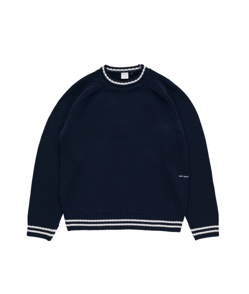 POP TRADING CO/ポップトレーディングカンパニー/Pop Knitted Logo Crewneck Navy NAVY S