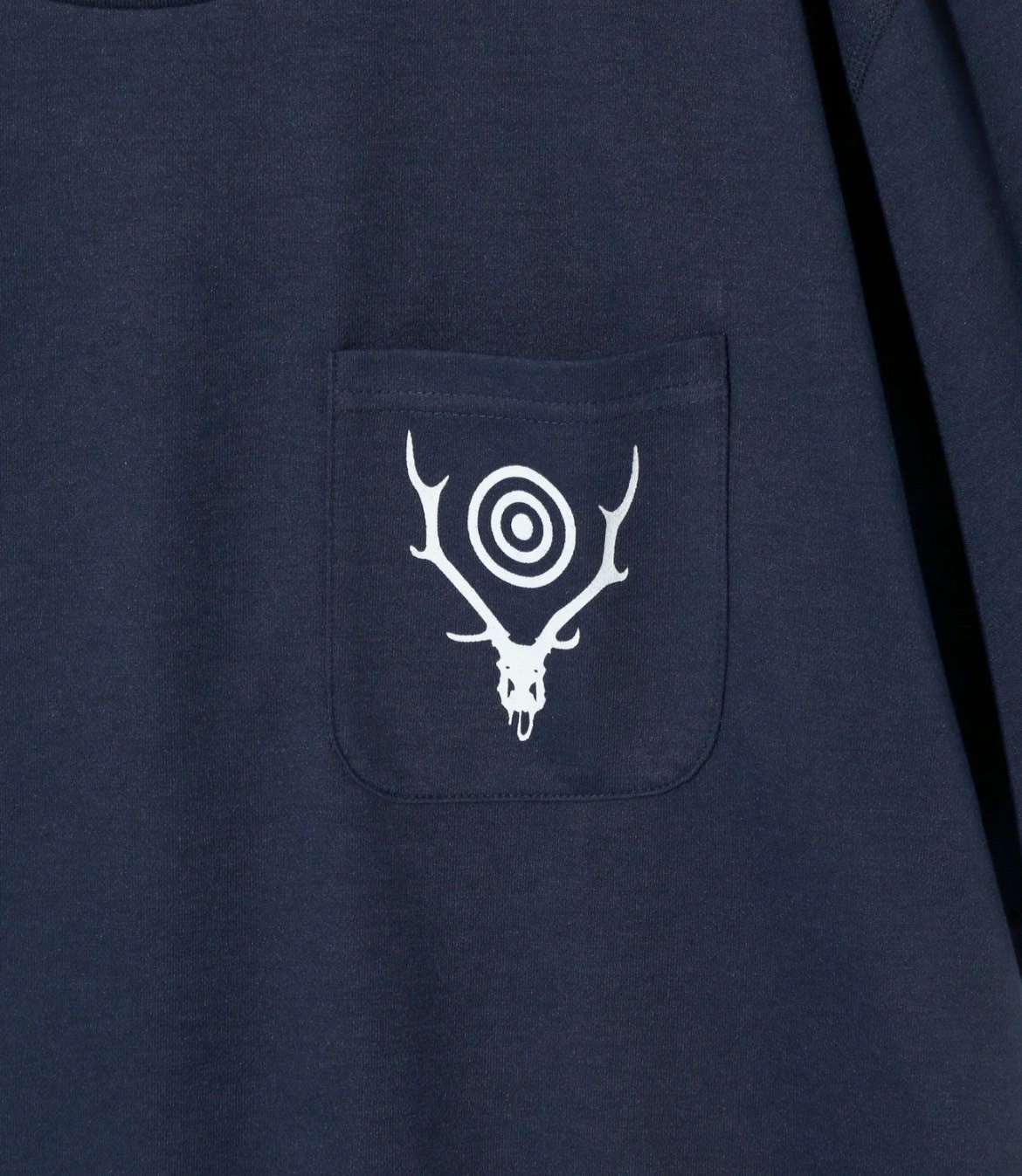 South2West8 /サウスツーウエストエイトS/S Round Pocket Tee - Circle Horn 25ss NAVY M