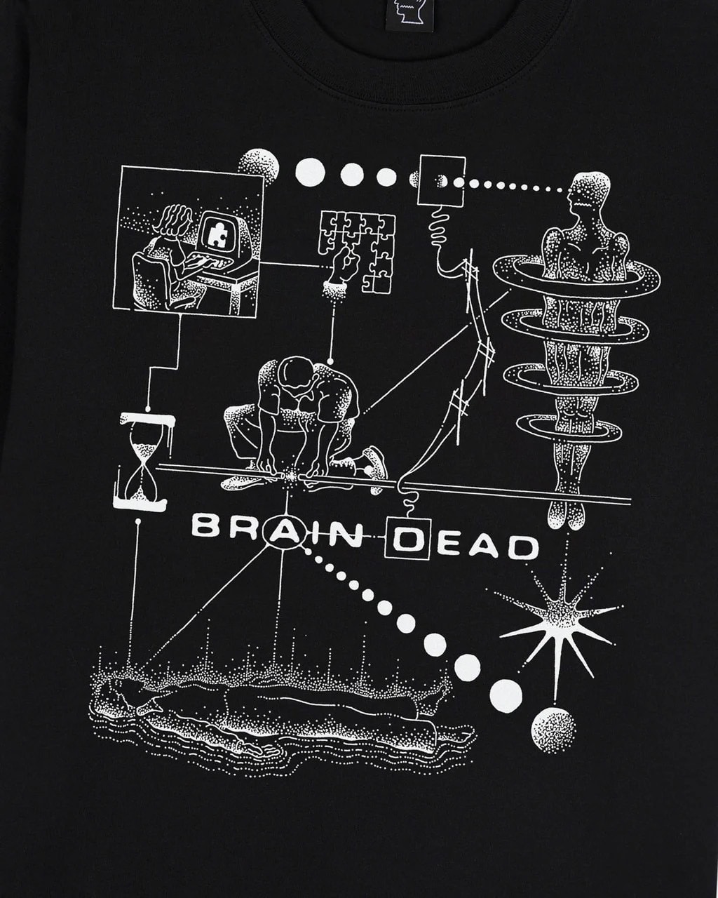 BRAIN DEAD/ブレインデッド/MIND PUZZLE T-SHIRT - BLACK BLACK M