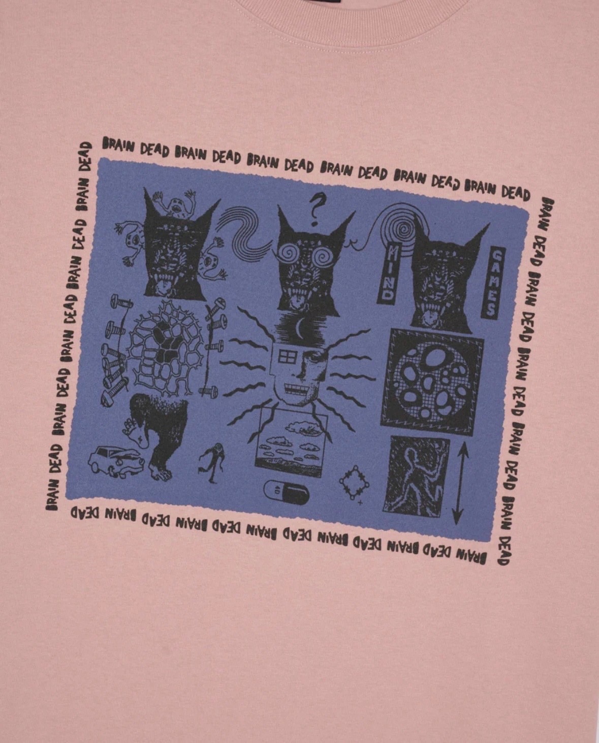 BRAIN DEAD/ブレインデッド/MIND GAMES T-SHIRT - MAUVE PINK M