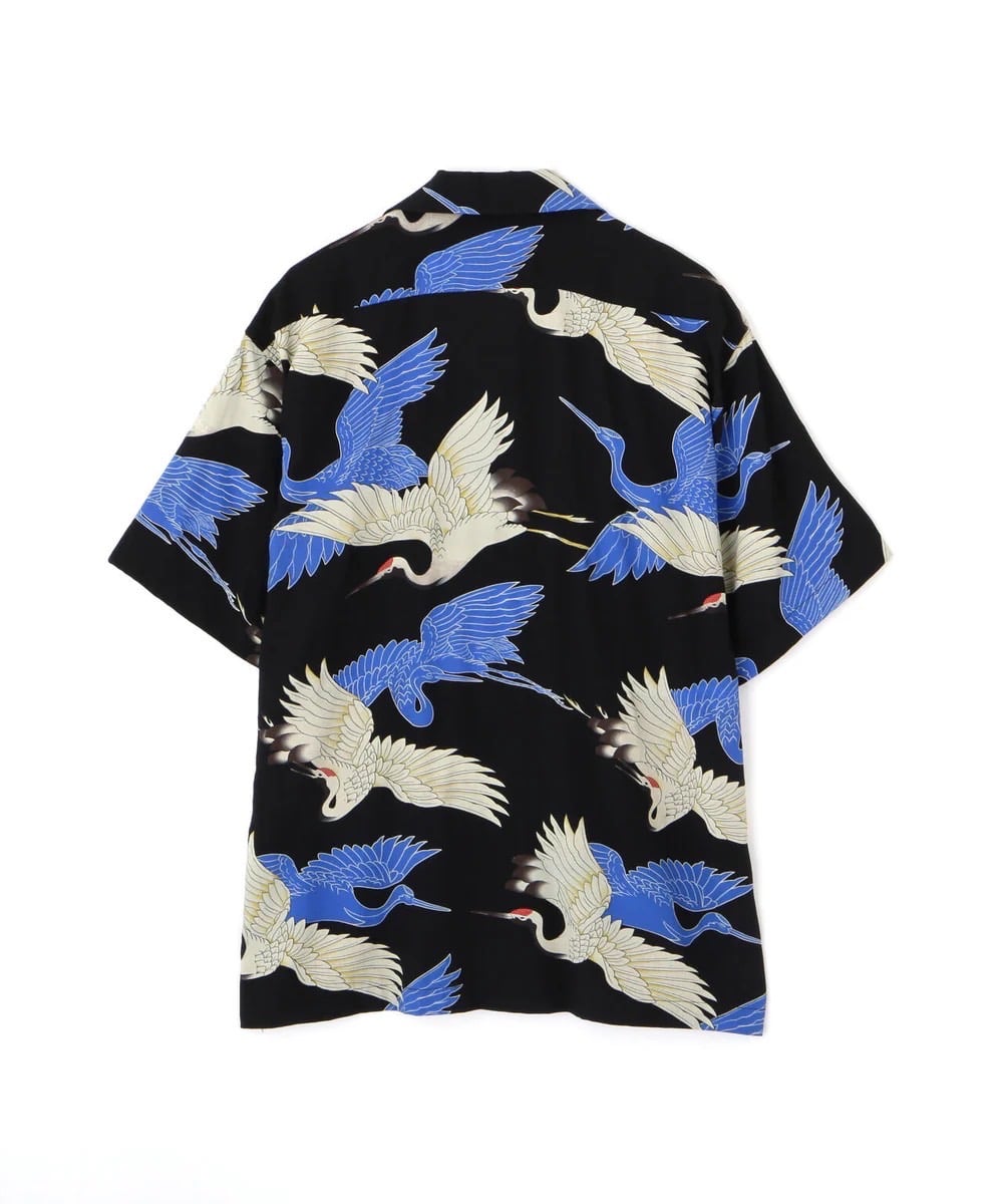 Schott×PJ/ショット×パイナップルジュース/RAYON SHIRT CRANE/レーヨンシャツ クレーン BLACK M