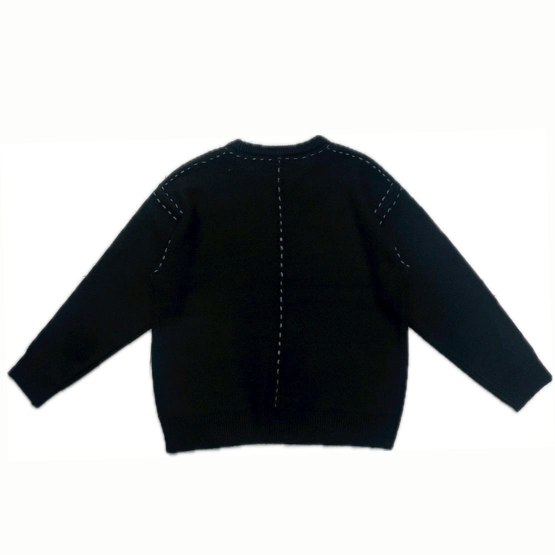 B omnivore/ビーオムニボー/BO アクリル起毛KNIT HAND CREW ニット　ステッチ BLACK M