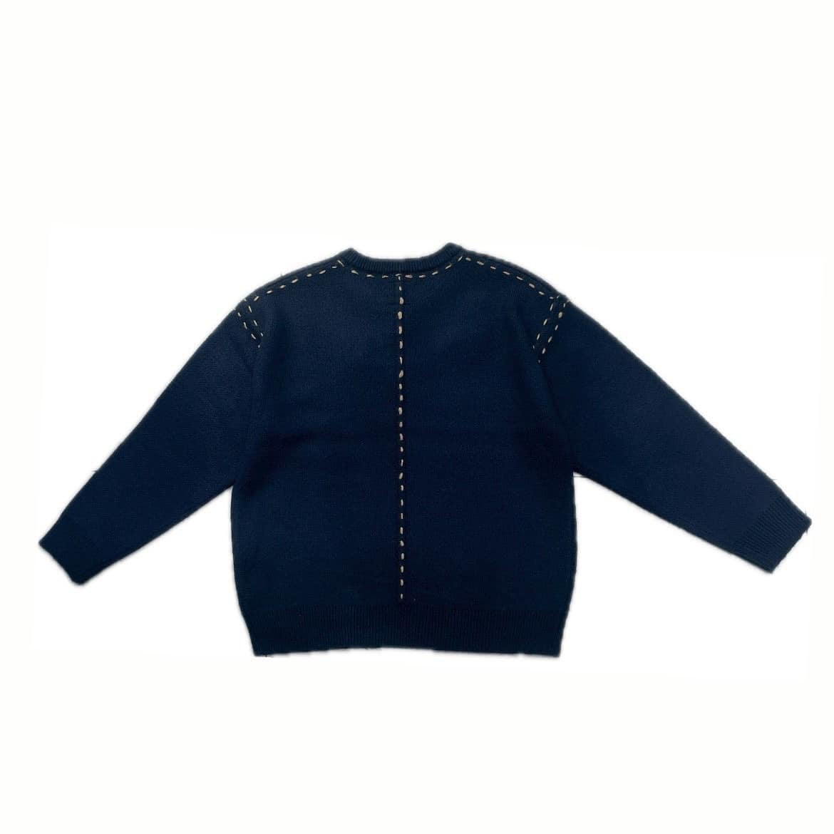 B omnivore/ビーオムニボー/BO アクリル起毛KNIT HAND CREW ニット　ステッチ NAVY M