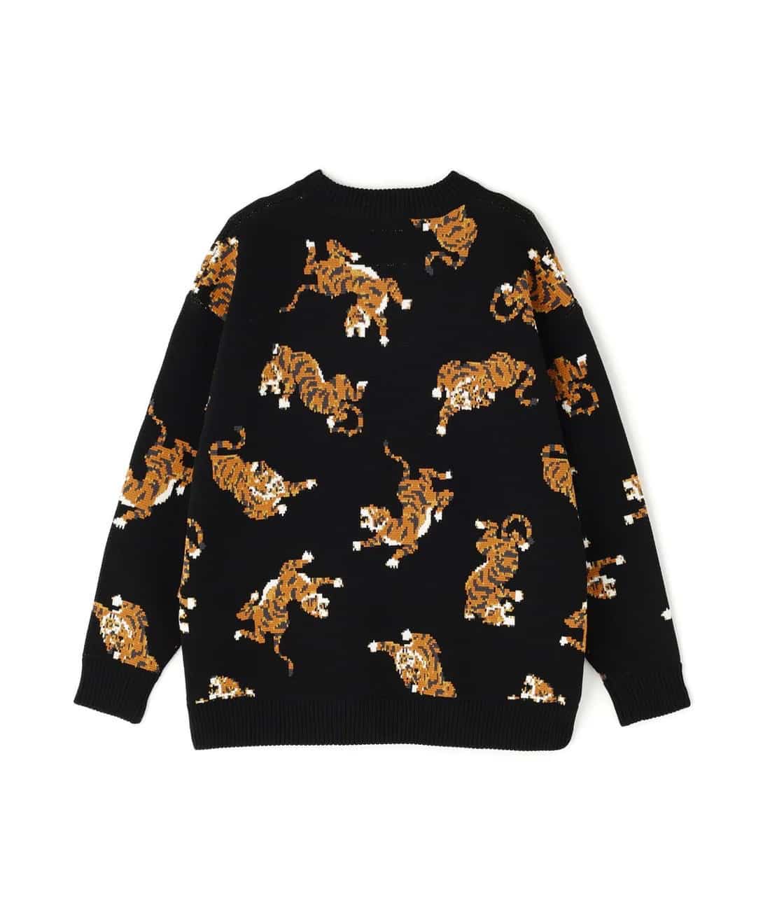 B omnivore/ビーオムニボー/TIGER KNIT TOP タイガーニット　虎柄ニット BLACK M