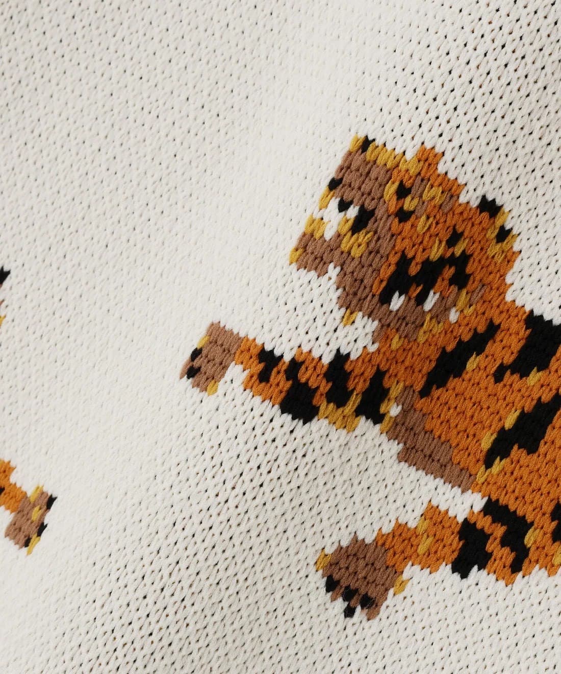 B omnivore/ビーオムニボー/TIGER KNIT TOP タイガーニット　虎柄ニット WHITE M