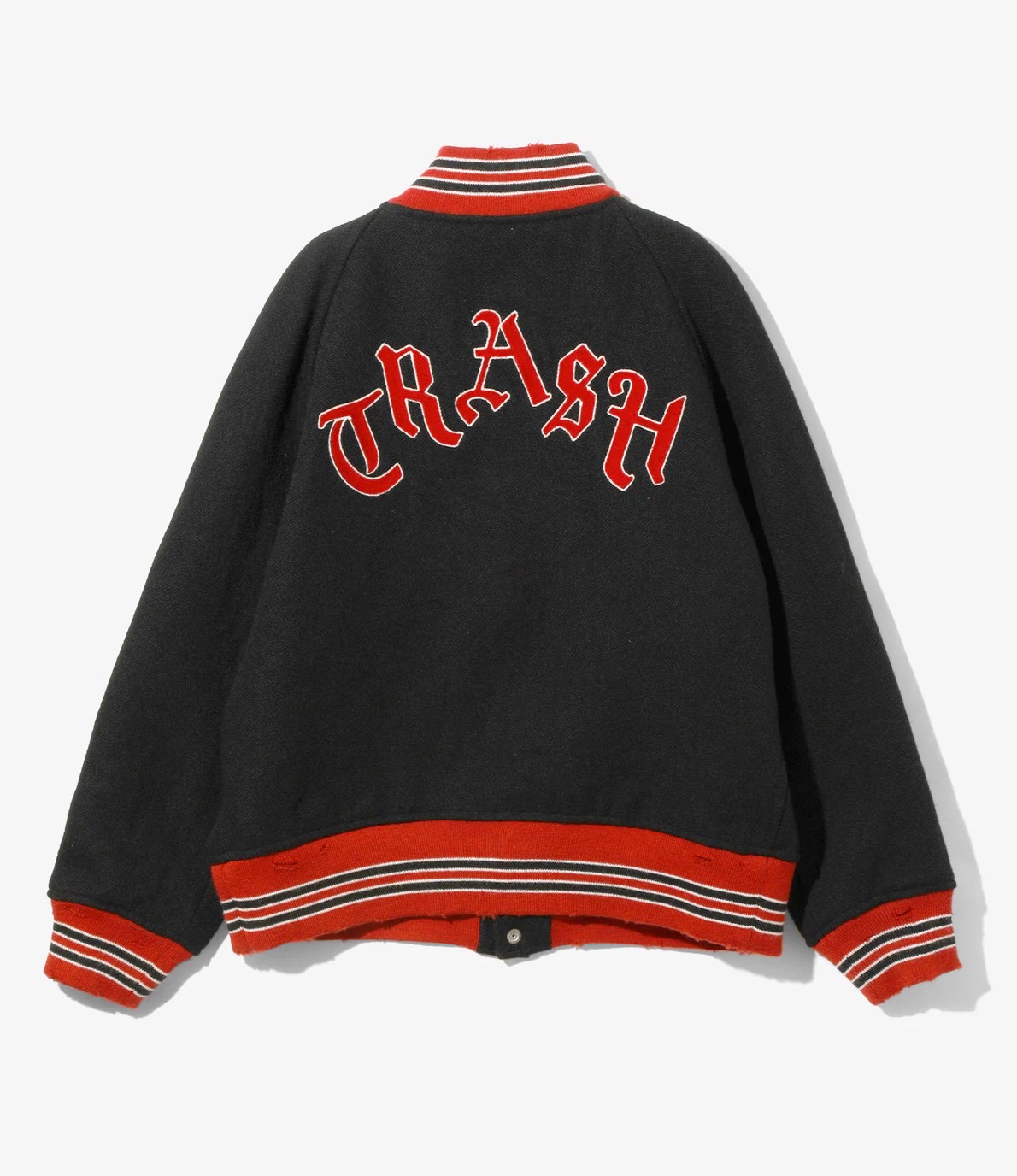 NEEDLES/ニードルズ/DECONSTRUCTED LETTERED JACKET - WOOL MELTON BLACK L