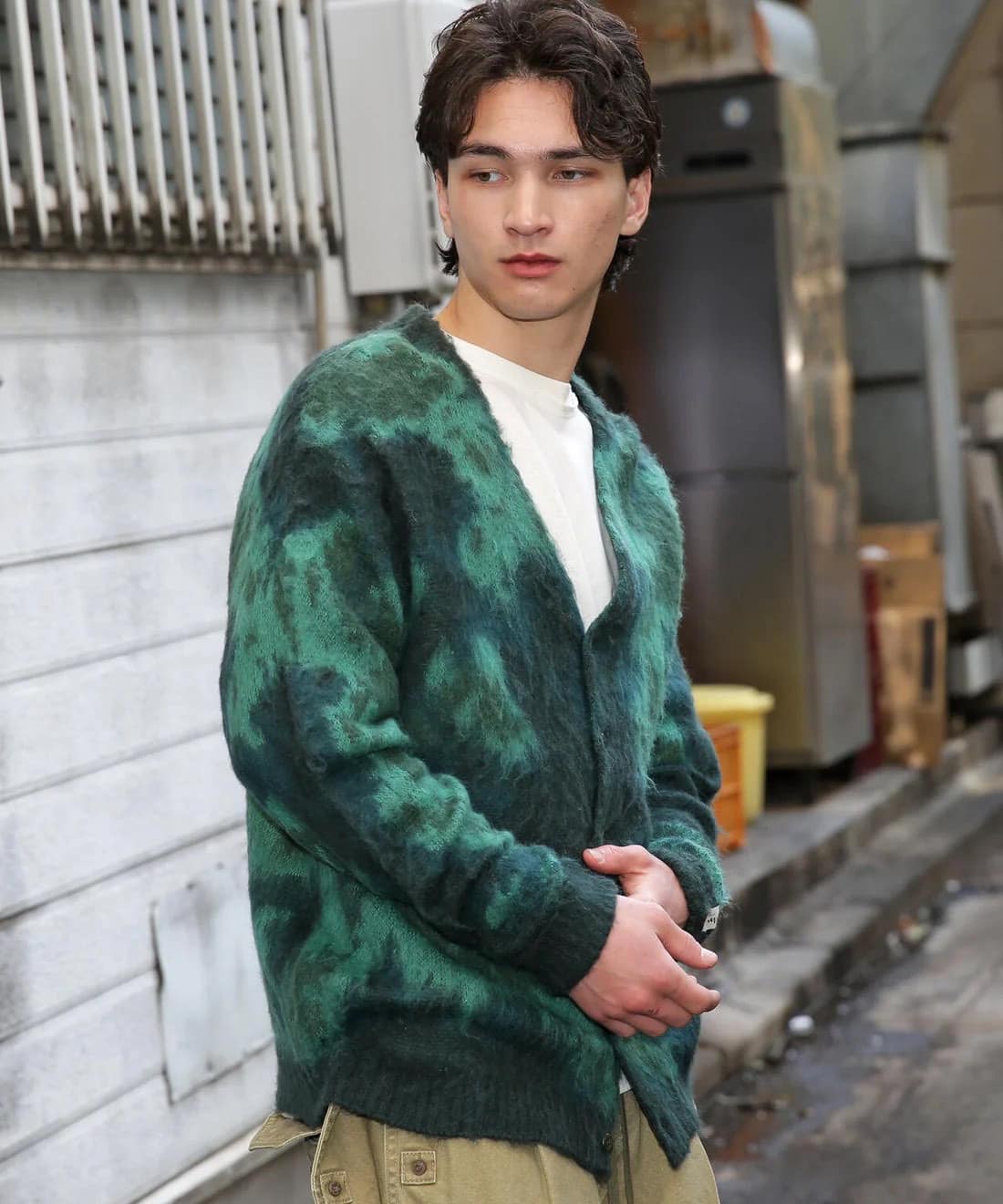 MANASTASH/マナスタッシュ/BLURRY JAQUARD CARDIGAN ニットカーディガン GREEN M
