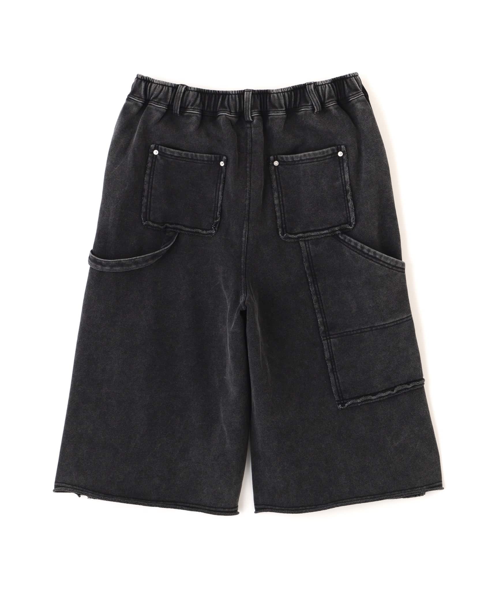 B omnivore/ビーオムニボー　W KNEE SHORTS SWT ダブルニーショーツスウェット BLACK M