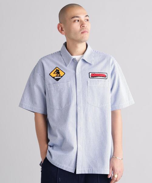 MANASTASH/マナスタッシュ/PATCHED LOGO WORK SHIRT BLUE S