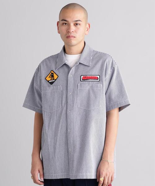 MANASTASH/マナスタッシュ/PATCHED LOGO WORK SHIRT NAVY S