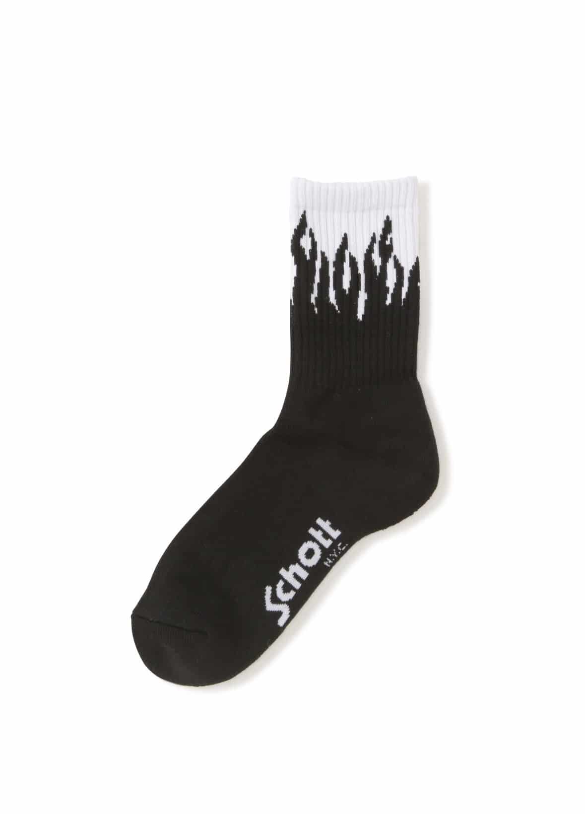 Schott/ショット/HIGT-SOCKS FLAME/フレイム ハイソックス BLACK＆WHITE F