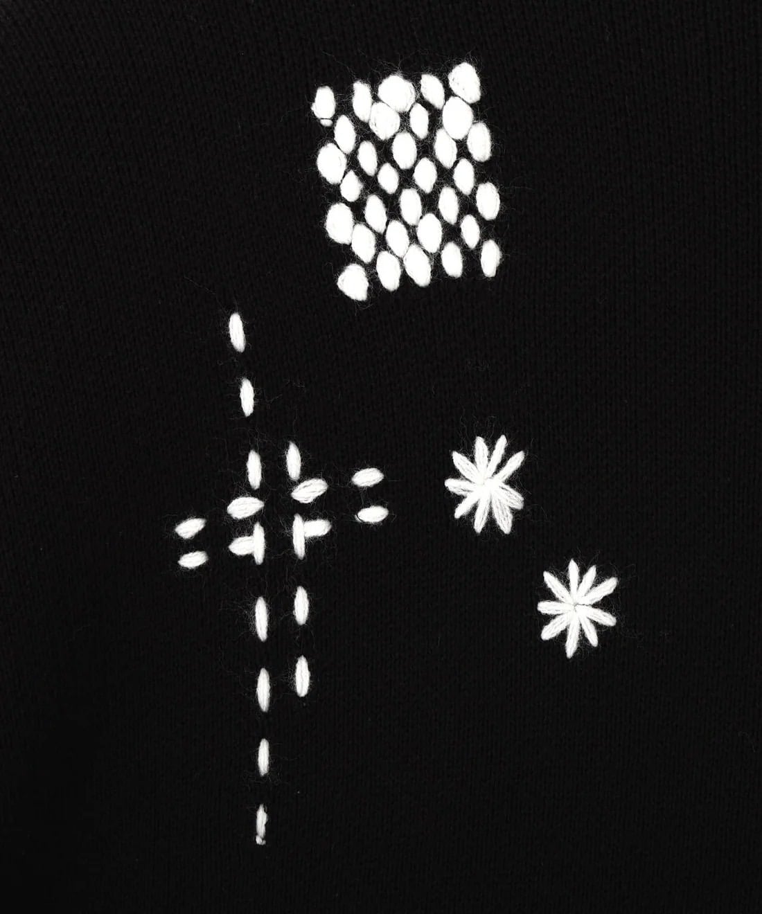 B omnivore/ビーオムニボー/HAND STITCH CREWNECK KNIT ハンドステッチクルーネックニット ブラック M