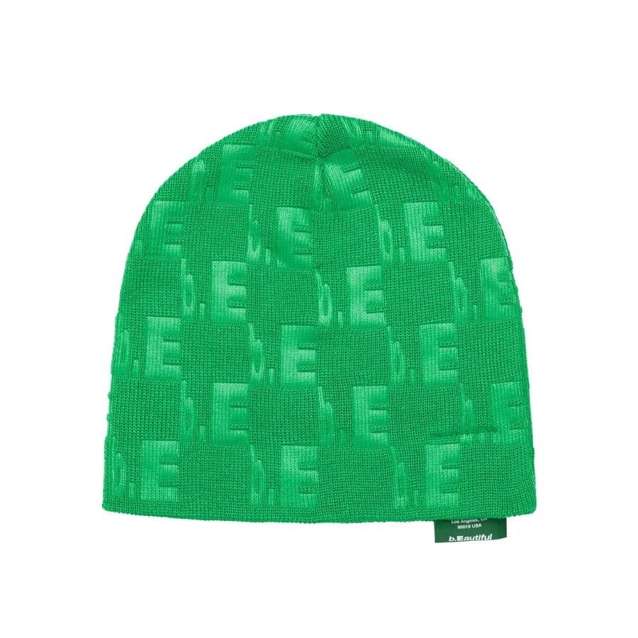b.Eautiful/ビューティフル/Checkered Logo Emboss Beanie GREEN F