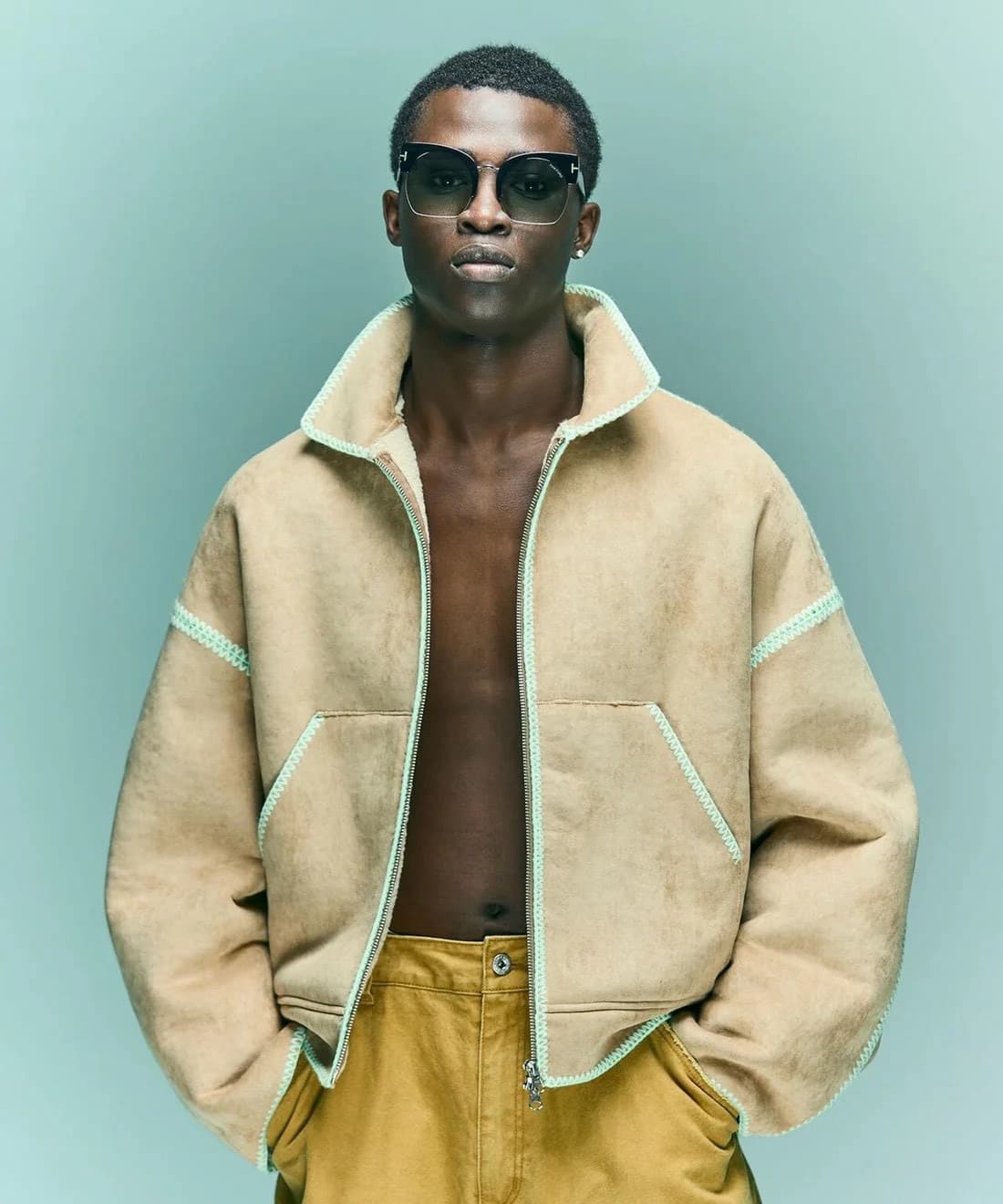 B omnivore/ビーオムニボー　FAKE MOUTON BLOUSON フェイクムートンブルゾン BEIGE M