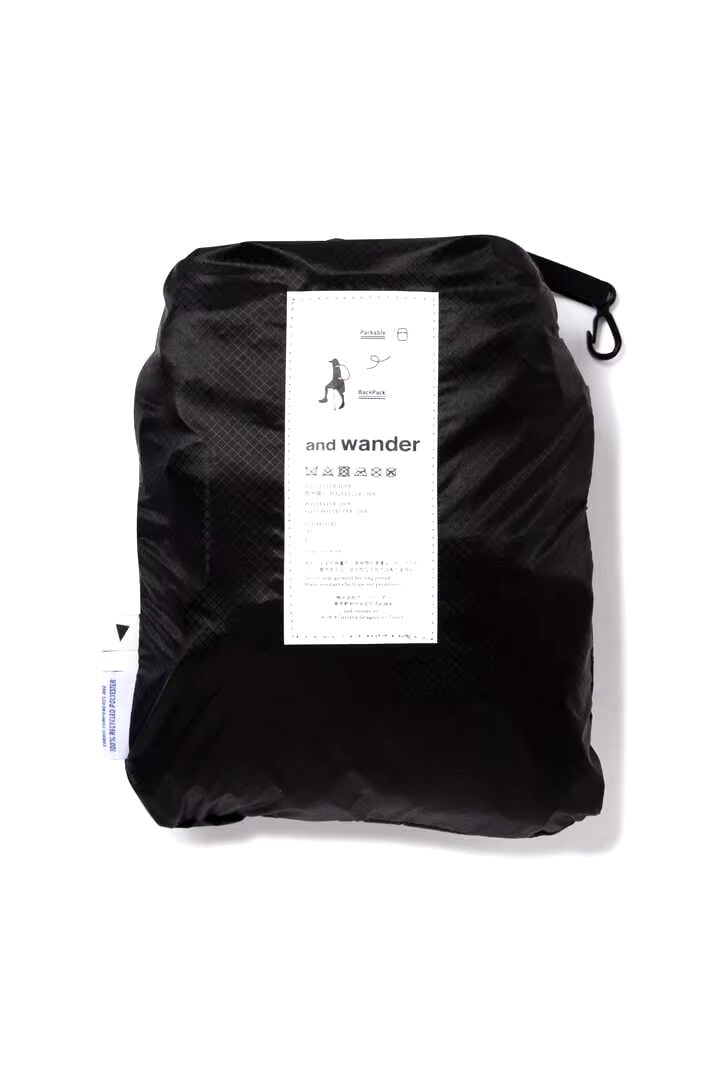 and wander/アンドワンダー/ECOPAK 20Lbackpack BLACK FREE/20L