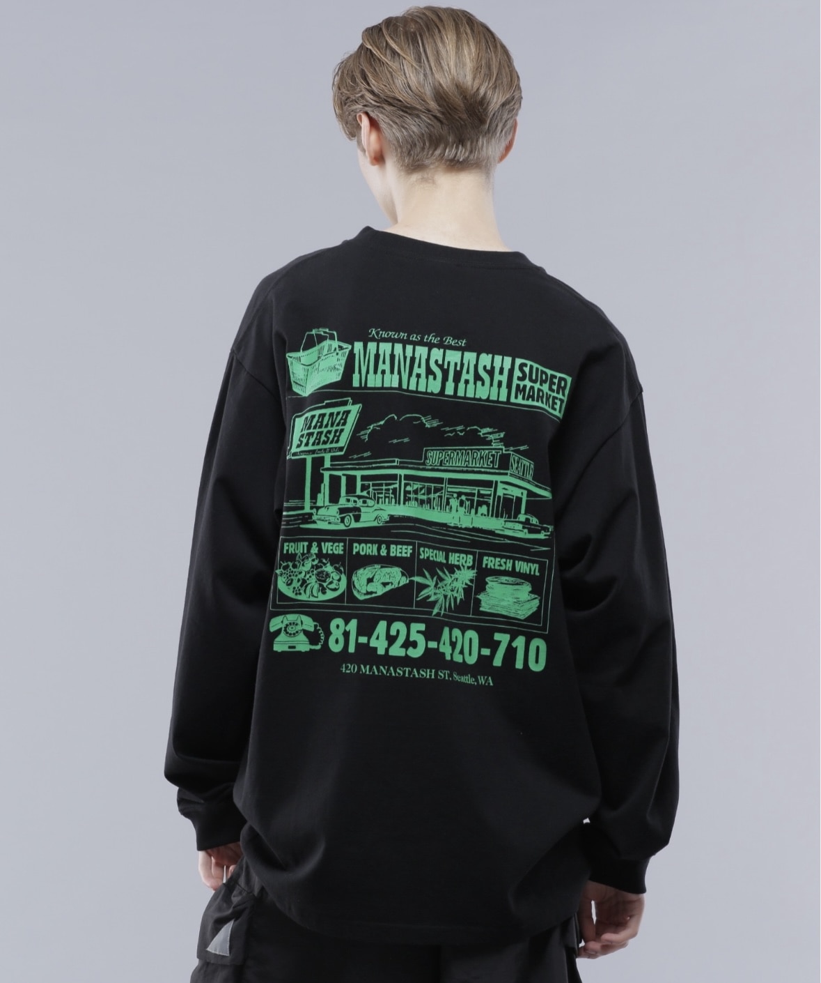 MANASTASH/マナスタッシュ/CiTee L/S SUPERMARKET BLACK M