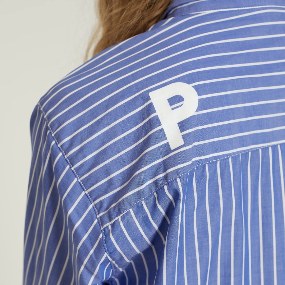 POP TRADING COMPANY/ポップトレーディングカンパニー/Pop Logo Striped Shirt BLUE M