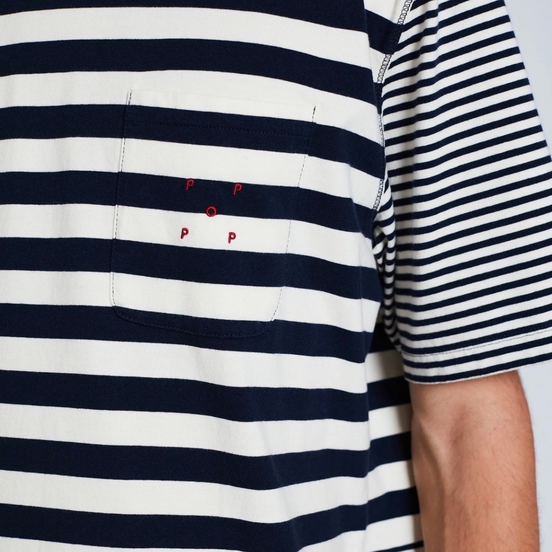 POP TRADING COMPANY/ポップトレーディングカンパニー/Striped Pocket T-shirt NAVY M