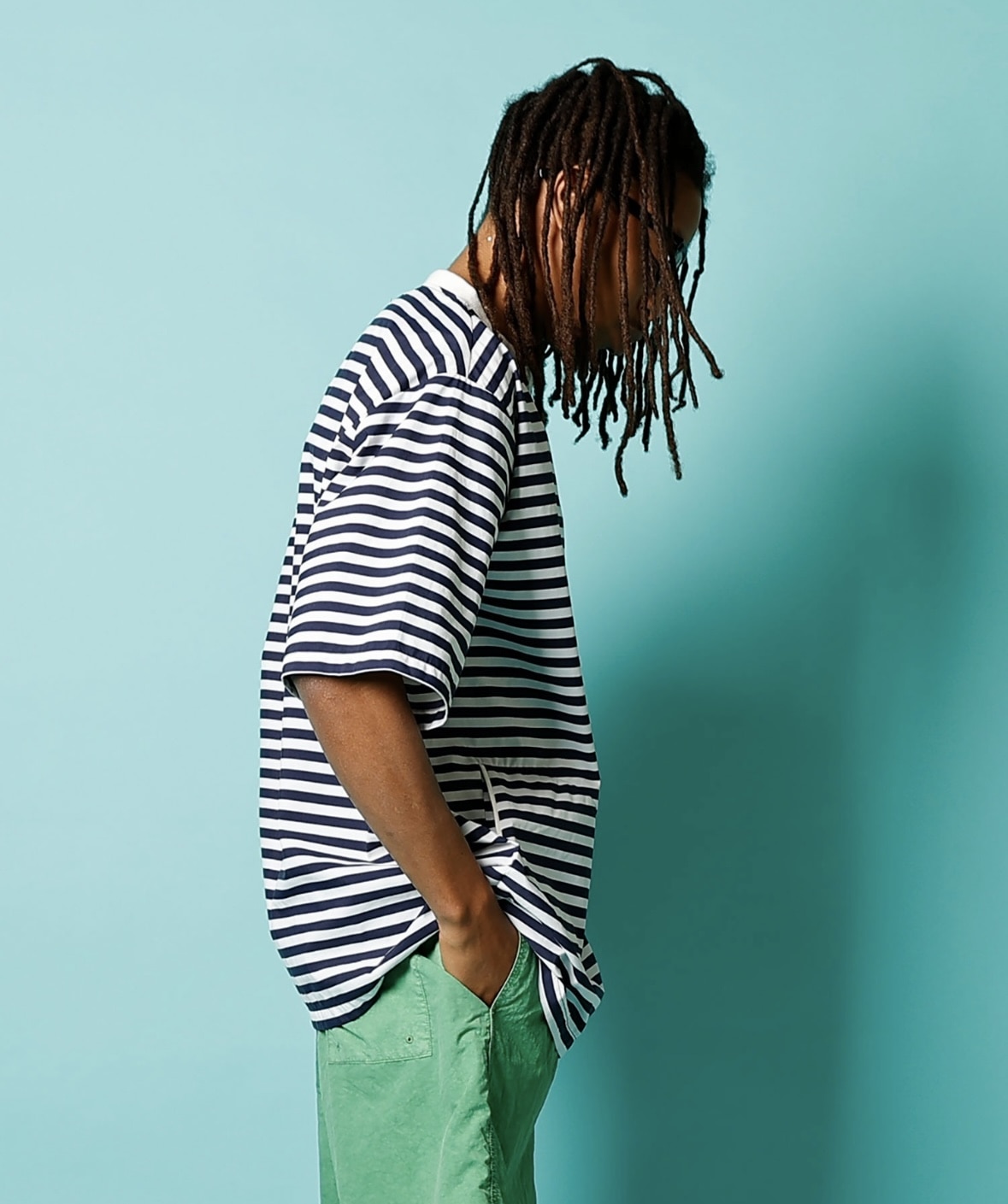 BURLAP OUTFITTER/バーラップアウトフィッター/S/S POCKET TEE PRINTED WHITE/BLUE M