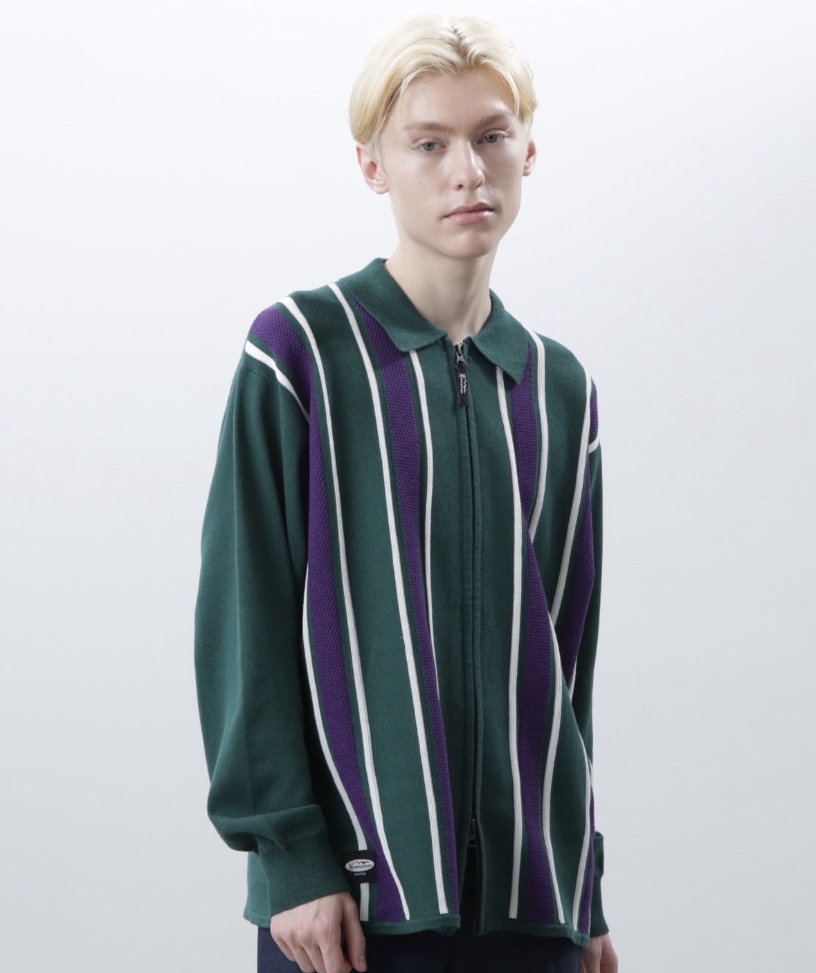 MANASTASH/マナスタッシュ/MCA STRIPE ZIP KNIT GREEN S