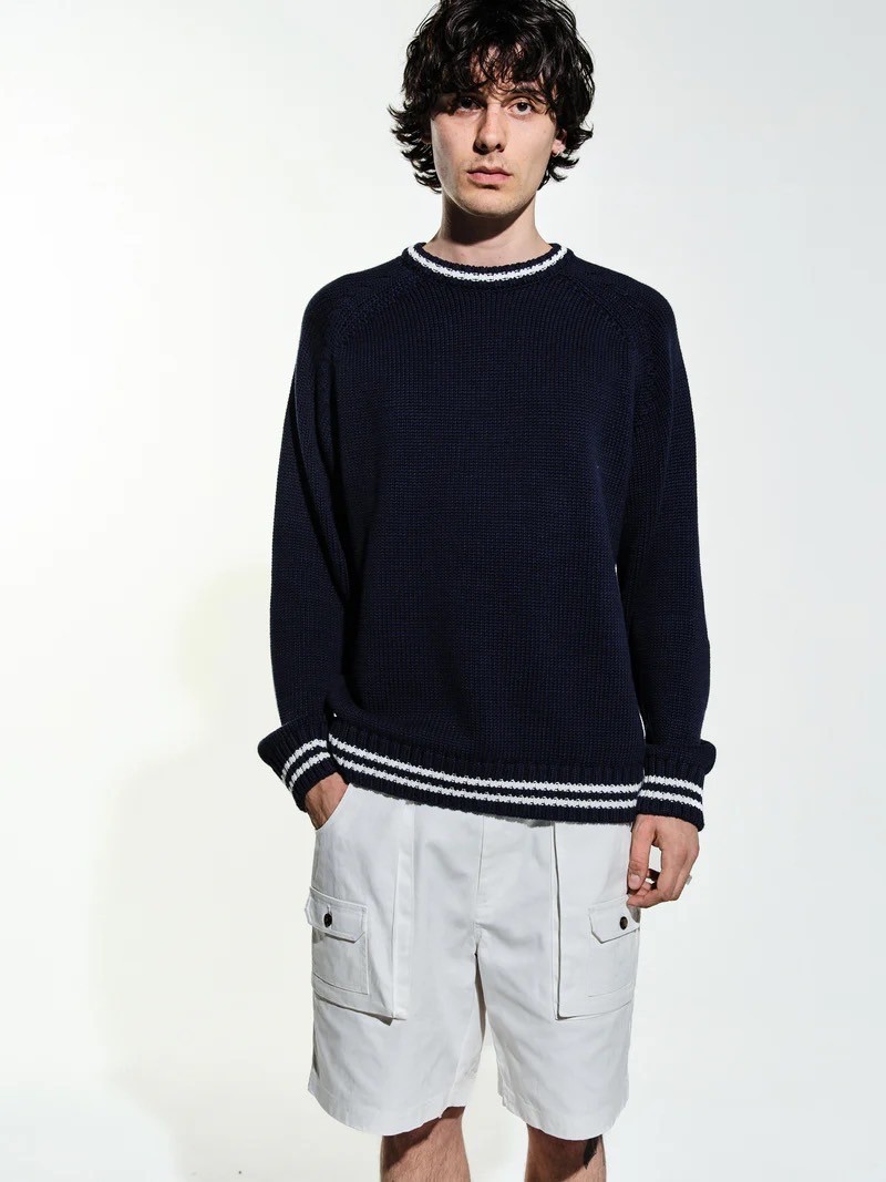 POP TRADING CO/ポップトレーディングカンパニー/Pop Knitted Logo Crewneck Navy NAVY S