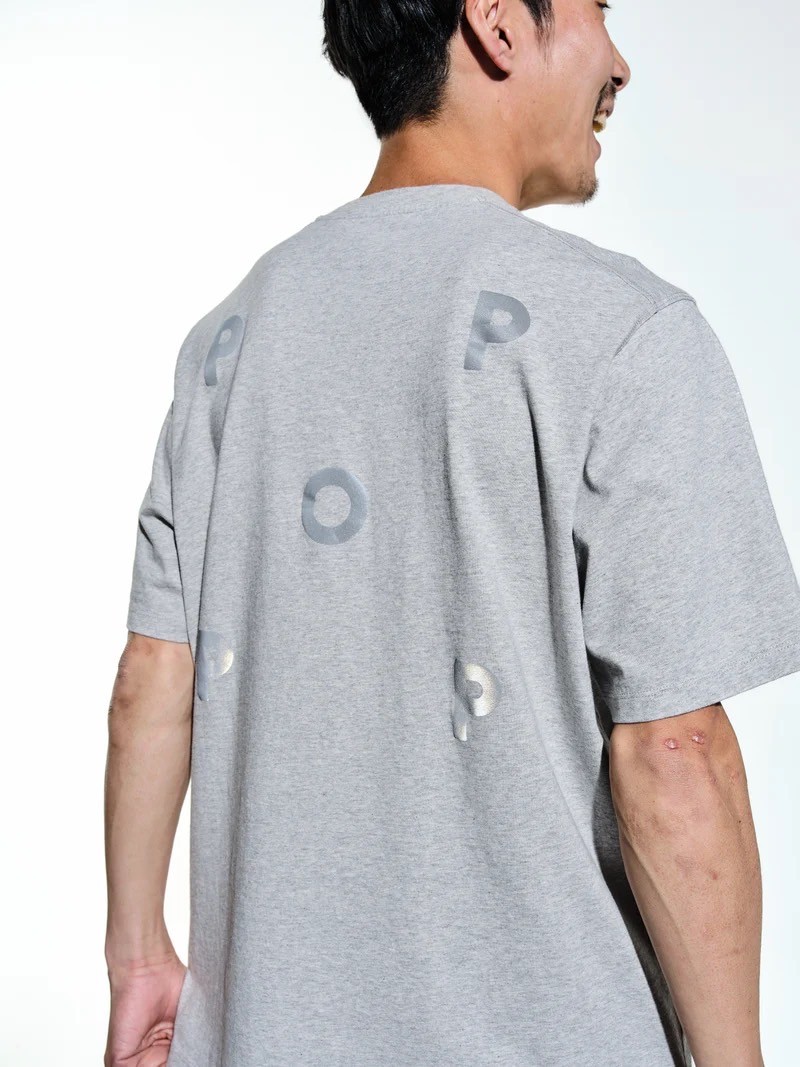 POP TRADING CO/ポップトレーディングカンパニー/Pop Reflective Logo T-Shirt Grey Heather GREY M
