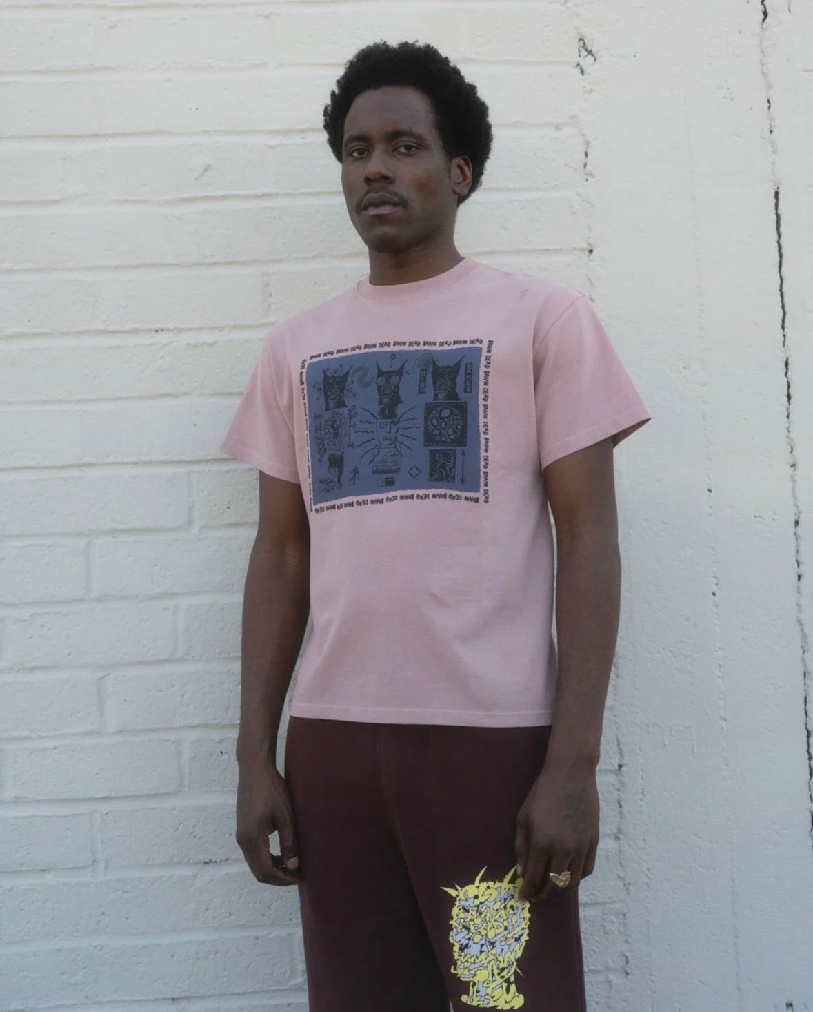 BRAIN DEAD/ブレインデッド/MIND GAMES T-SHIRT - MAUVE PINK M