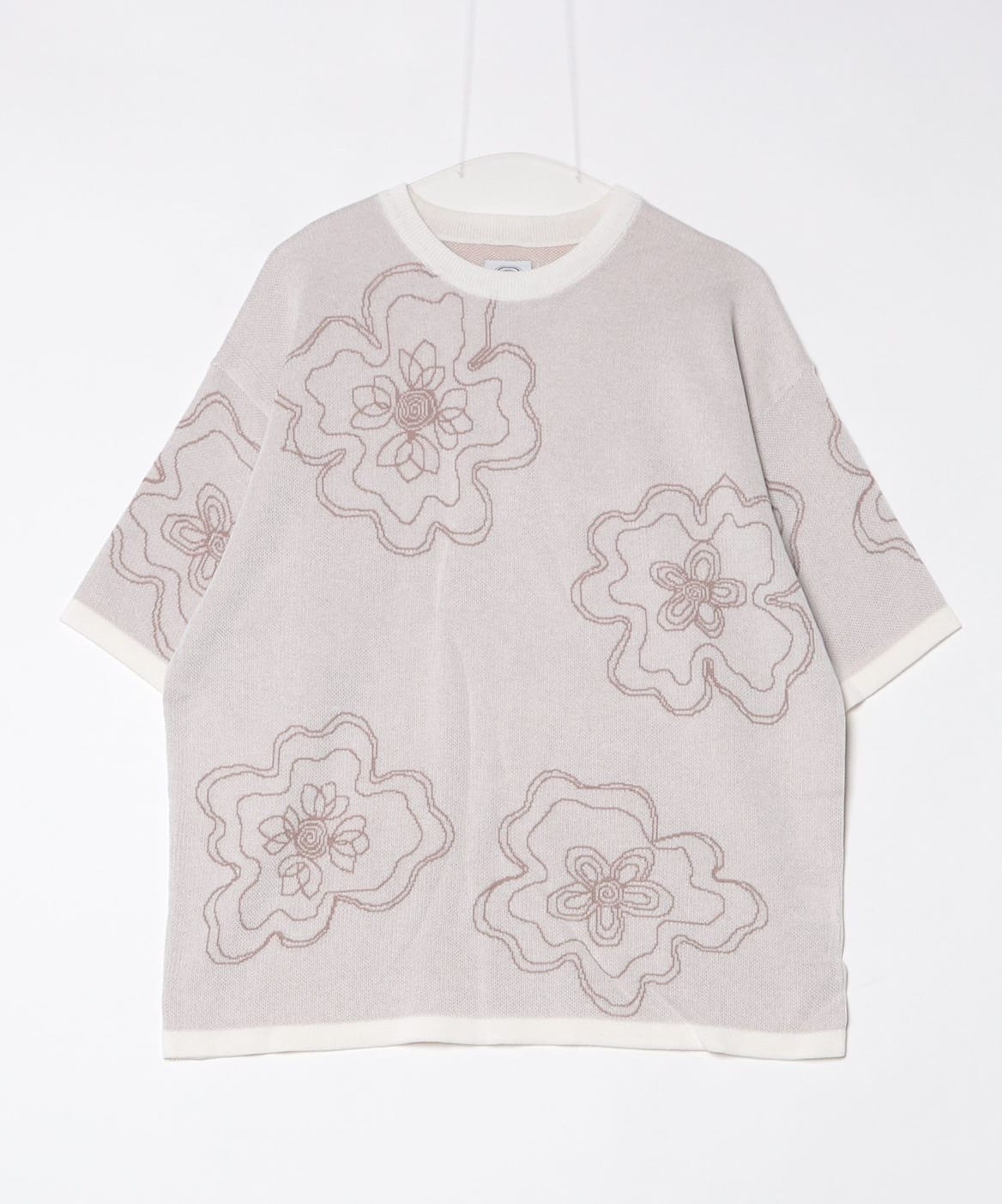 B omnivore/ビーオムニボー RNフラワー総柄JQD クルーネックS/S GRAY M