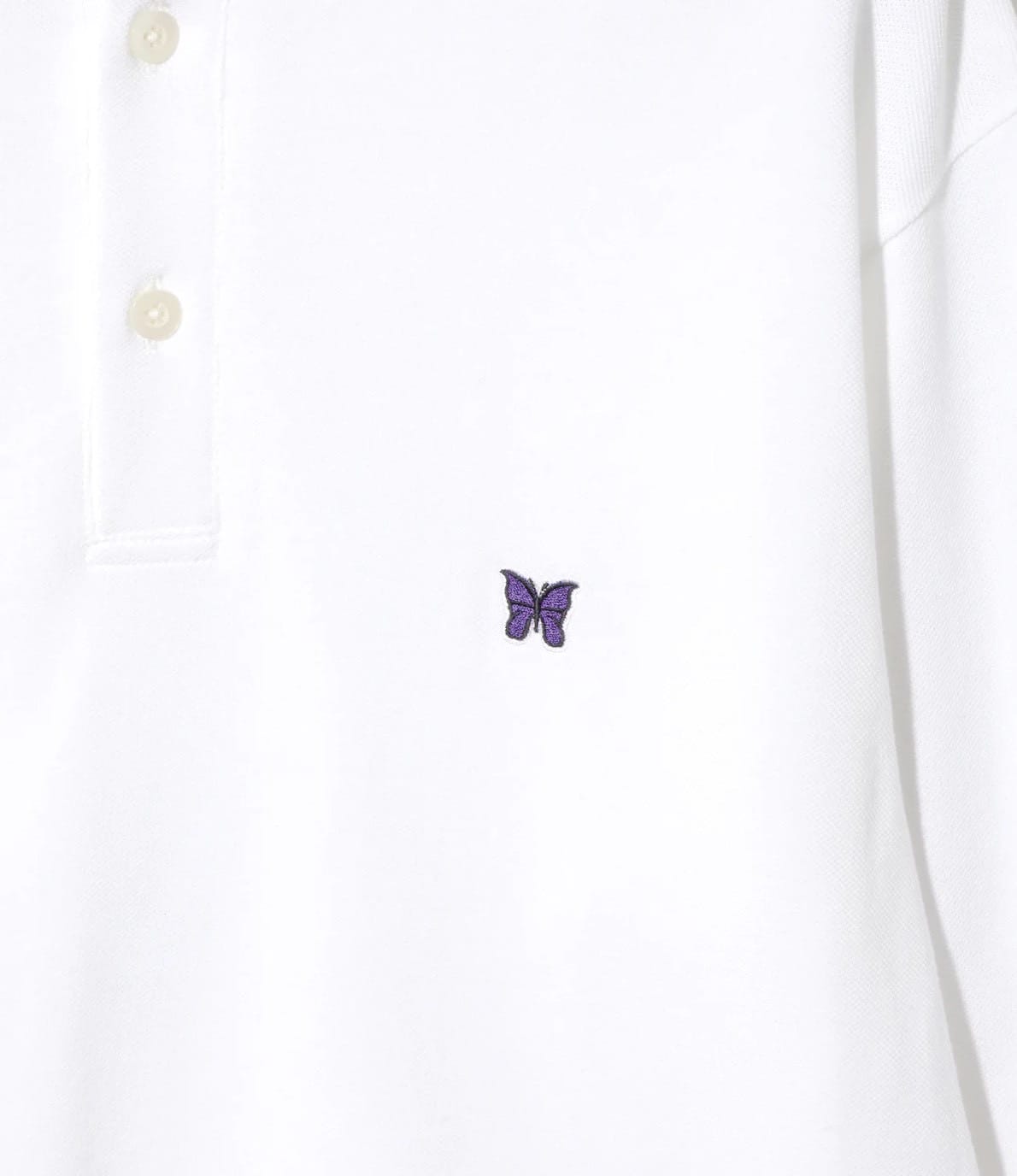Needles/ニードルズ　L/S Polo Shirt - Cotton Pique 25AW WHITE M