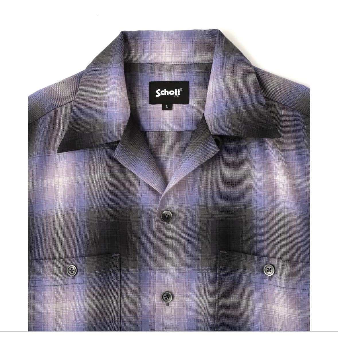 SCHOTT/ショット　OMBRE CHECK SHIRT/オンブレチェックシャツ LAVENDER M