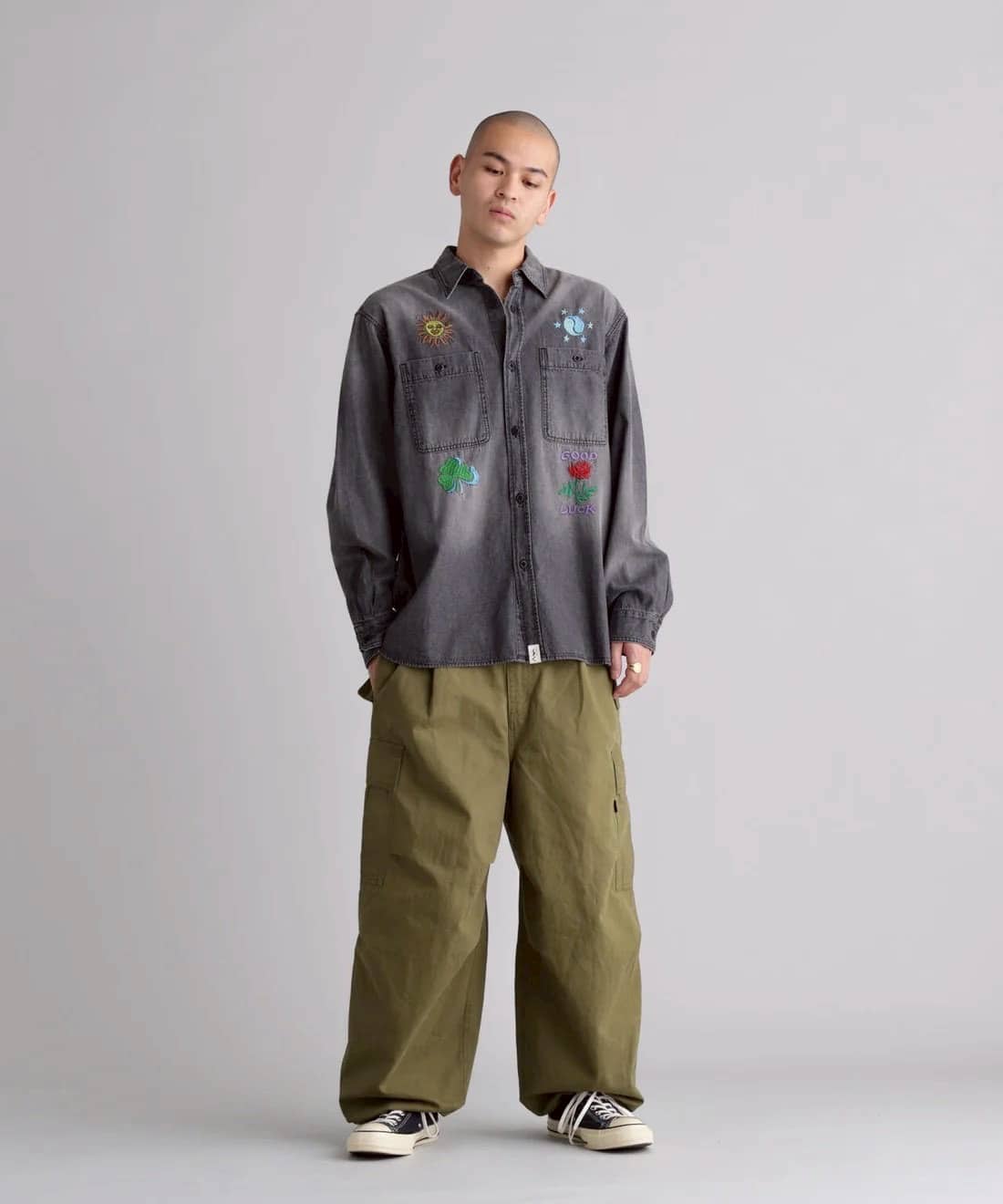 MANASTASH/マナスタッシュ/EMBROIDERY SHIRTS BLACK S