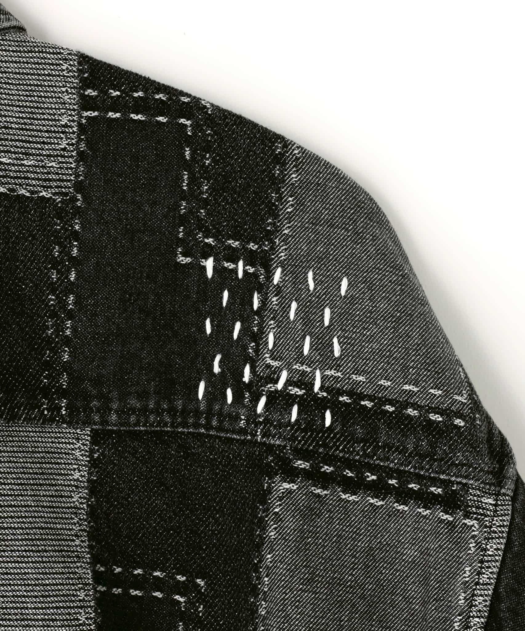 B omnivore/ビーオムニボー/PATCHWORK DENIM SHIRT デニムシャツ BLACK M