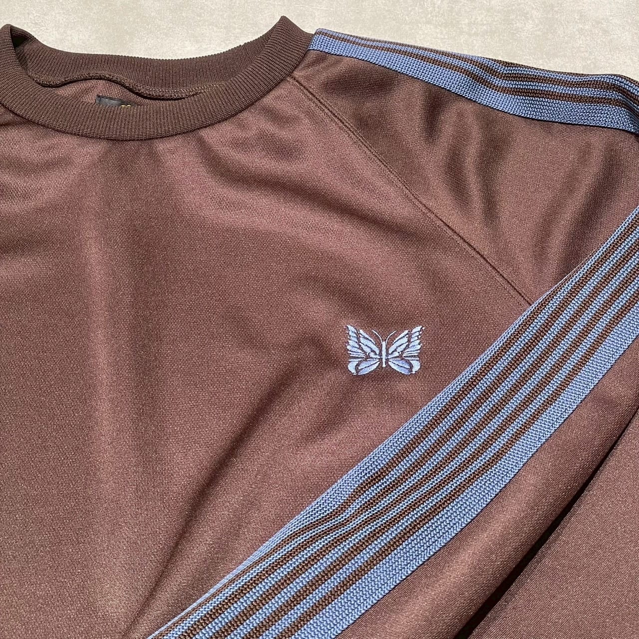 Needles/ニードルズ　BEAVER別注 Track Crew Neck Shirt - Poly Smooth BROWN S